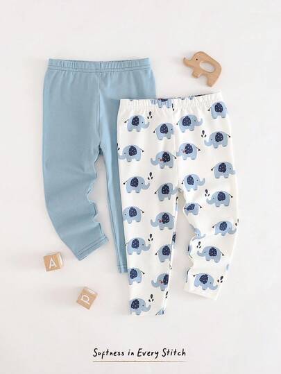 Cozy Pixies Set de 2 pantalones slim fit con estampado floral para niños pequeños