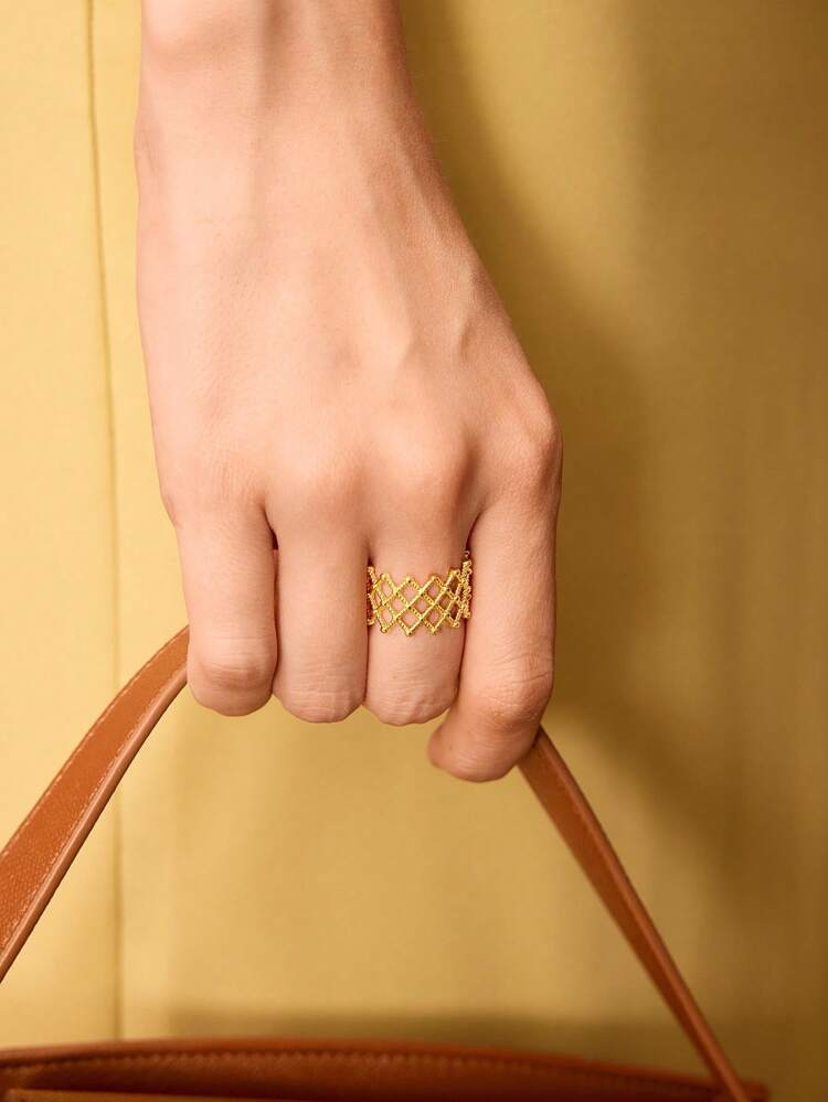 18K GOLD PLATED BRAID DETAIL SINGLE RING