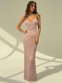 Aloruh 手工钩编紧身 3D 花卉吊带裙，适合女士浪漫约会和海滩度假，春夏季