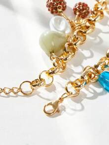 Maija Fashionable European & American Exaggerated Chunky Metal Bracelet, Gold Color, For Women