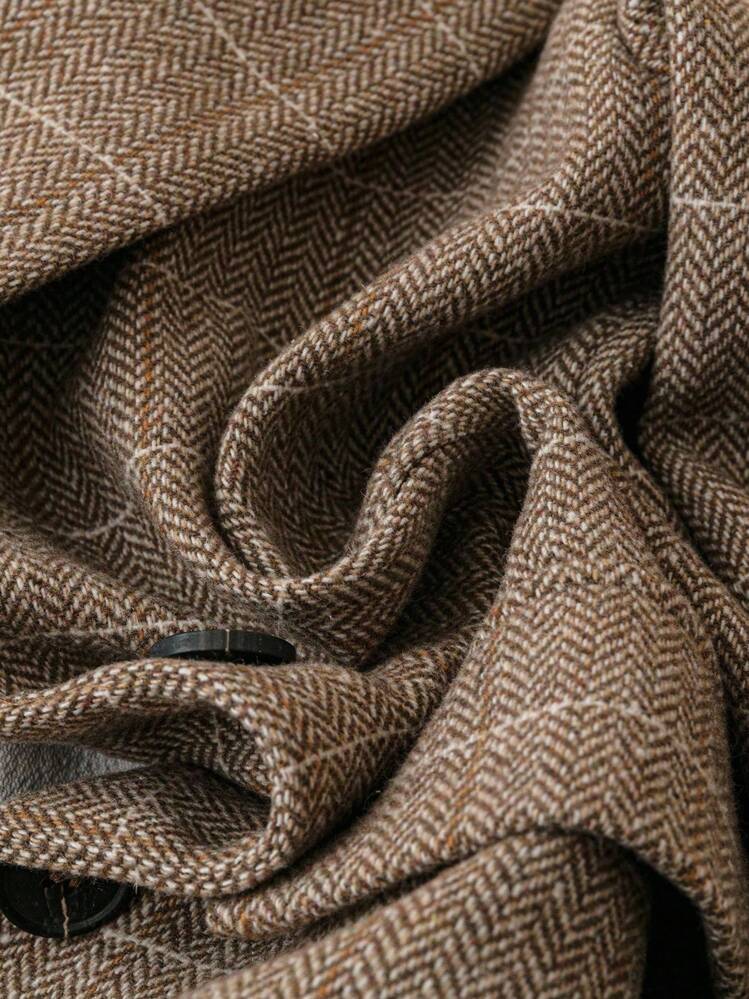 Franclia Women's Lapel Collar Long Sleeve Plaid Business Suit Jacket Fall Cloth For Women - Coffee Brown - View 4
