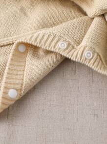SHEIN Fashionable And Cute Versatile Shoulder Button Sweater Jumpsuit For Toddler Boys - Apricot - View 7