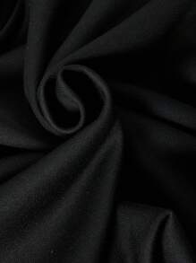 Sparklyn 2 件青少年女孩宽松休闲可爱设计撞色蝴蝶结袖上衣搭配宽松阔腿撞色条纹裤，适合日常、通勤、休闲、街头风格、姐妹聚会、秋冬 - 黑色 - 查看 8