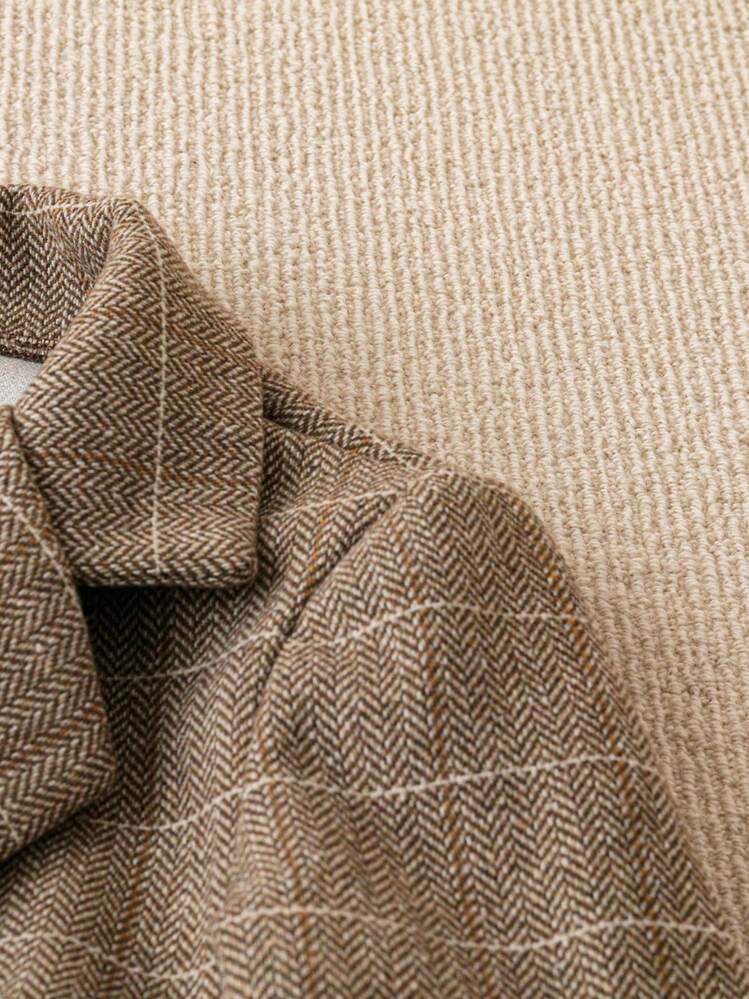 Franclia Women's Lapel Collar Long Sleeve Plaid Business Suit Jacket Fall Cloth For Women - Coffee Brown - View 5