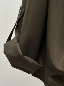 INAWLY Casual Turndown Collar Double Layer 2 In 1 Shirt Fall Cloth For Women