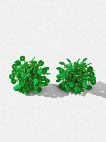 Maija 时尚夸张亮片串珠耳环