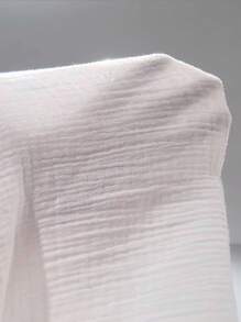 Manfinity Homme 男士纯色开领短袖休闲纹理面料衬衫，夏季 - 白色 - 查看 6