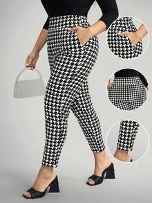 Comfylo 大码千鸟格印花休闲裤 - 彩色 - 查看 3