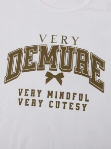 SHEIN Sparklyn 2 件套青少年女孩夏季字母印花圆领短袖 T 恤和树枝印花休闲工装裤 - 彩色 - 查看 4