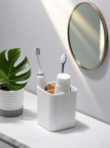 Bamboo Toothbrush Holder For Bathrooms, 3 Slots Toothbrush And Toothpaste Holder Bathroom Counter Organizer For Electric Toothbrushes, Floss, Razors.Desk,Gaming Desk,L Shape Desk - Multicolor - View 3