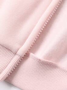 DAZY 女宝宝蝴蝶结刺绣连帽卫衣，休闲韩版长袖套头衫，秋冬 - 藕粉色 - 查看 8