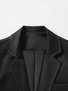 Manfinity Homme Men's Autumn Lapel NeckSingle-Breasted Casual Commuter Suit Jacket - Black - View 7