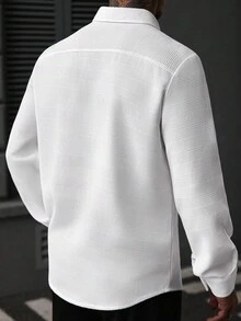 Manfinity CasualCool Áo sơ mi dài tay trơn màu thường ngày dành cho nam - trắng - Xem 2