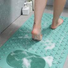 SHEIN 27.5 英寸 X 14.2 英寸橡胶防滑淋浴和浴缸垫，适用于老人和儿童，带排水孔和吸盘的浴缸垫，可机洗，绿色浴室装饰秋季装饰浴室配件