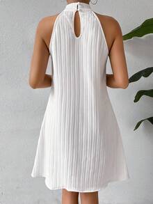 SHEIN Clasi 优雅女士时尚纯色竖条纹吊带短款连衣裙