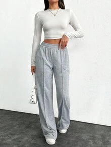SHEIN Tall Tall Grey And Black Color Sweatpants With Elastic Waist Multipack - Multicolor - View 8