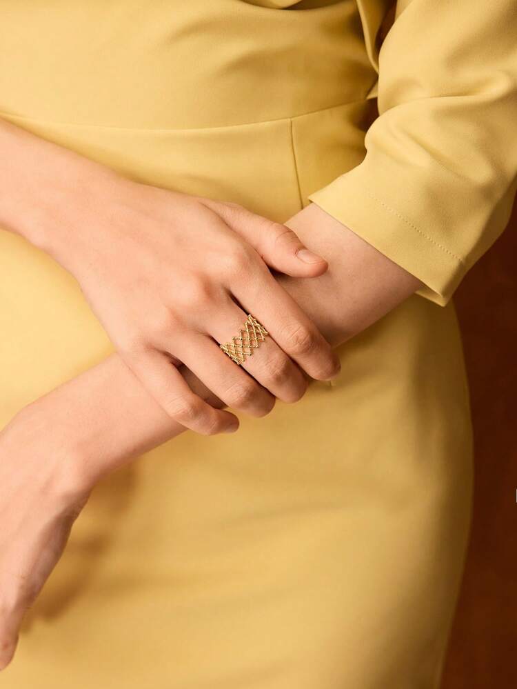 18K GOLD PLATED BRAID DETAIL SINGLE RING