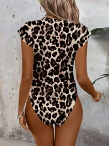 SHEIN LUNE Women's Casual Leopard Print Bodysuit, Suitable For Spring/Summer, Leopard Print Swimsuit - Multicolor - View 2