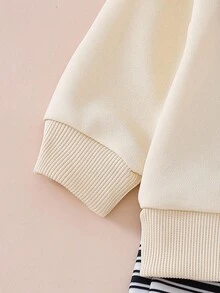 Perso Play Baby Boy Autumn Apricot Sweatshirt With Raglan Sleeves, Flattering Fit, Cute Puppy Graphic, Striped Pants, Essential Daily Outfit - Multicolor - View 8