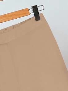 SHEIN Clasi 2 件套女士休闲波尔卡圆点印花无袖衬衫和阔腿裤套装，适合夏季 - 卡其色 - 查看 4