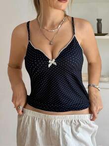 INAWLY Plus Size Women Bowknot Decor Camisole