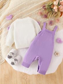 Baby und Mädchen modische, süße, vielseitige Wollblumen Strickjacke Latzhose Krabbel Kleidung Oberbekleidung