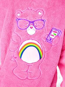 SHEIN X Care Bears 女士卡通刺绣粉色蓬松连帽运动衫