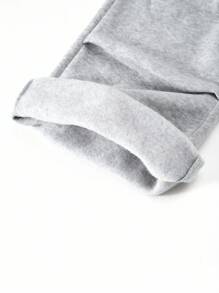 SHEIN Explorewe 少女星星数字印花休闲宽松褶皱羊毛运动裤 - 灰色 - 查看 8