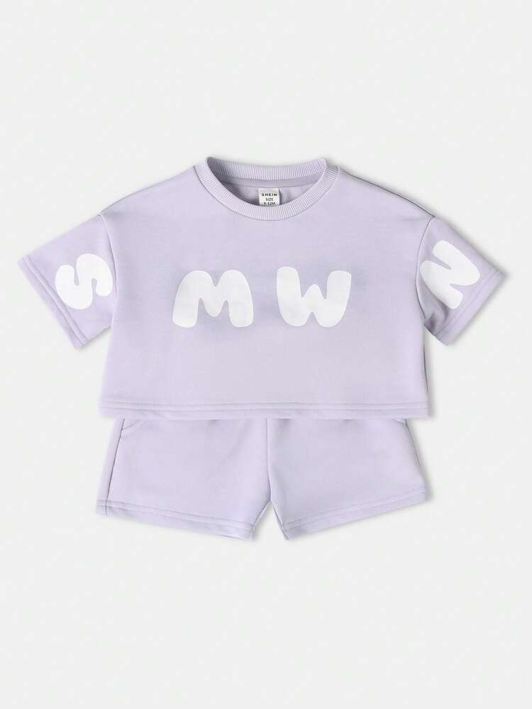 SMWN Logo Print Crop Top With Matching Jersey Shorts