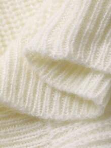 DAZY Young Girls Open Shoulder Bow Knit Sweater, Fresh Korean Style, Long Sleeve Fall,Winter - White - View 9