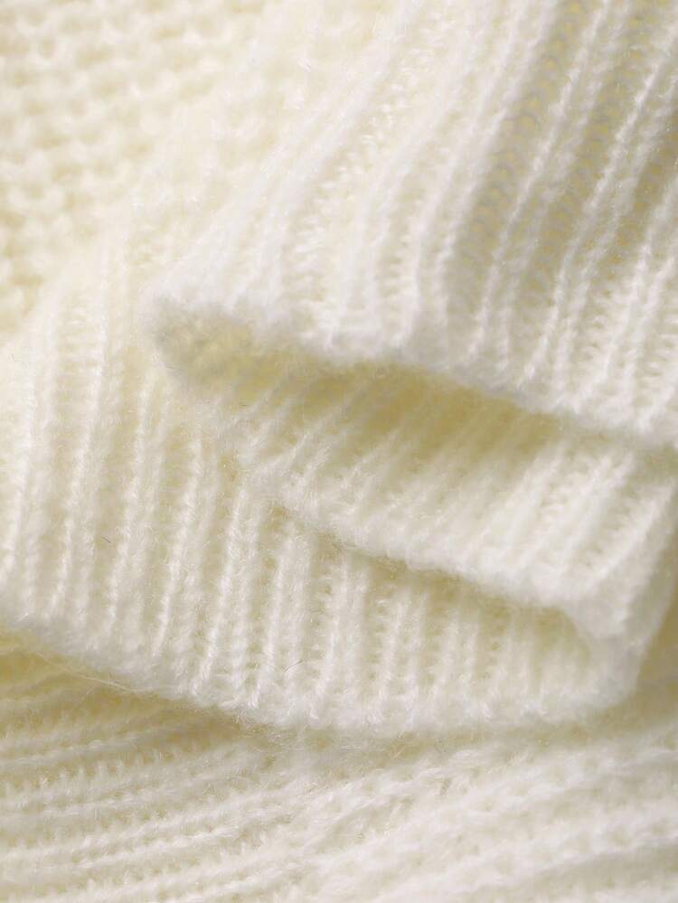 Young Girls Open Shoulder Bow Knit Sweater, Fresh Korean Style, Long Sleeve Fall,Winter