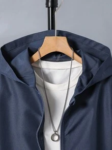 SHEIN Chaqueta con capucha de unicolor informal para niño preadolescente, elegante para otoño/invierno - Azul - Ver 5