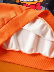 GARFIELD | SHEIN 青少年男孩可爱卡通万圣节图案圆领长袖针织宽松运动衫和裤子套装 - 彩色 - 查看 10