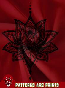 SHEIN LUNE 女士休闲莲花图案圆领背心，适合夏季 - 酒紅色 - 查看 3