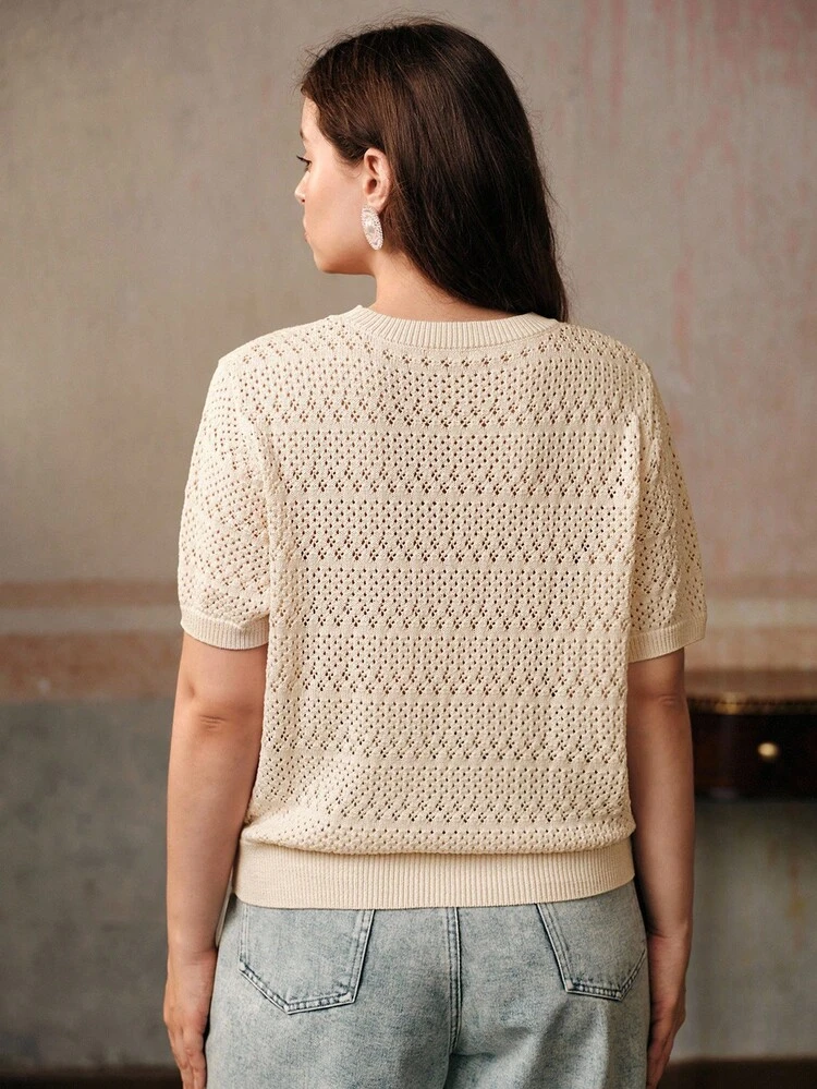 Anewsta Premium Vintage Embroidered Crew Neck Short Sleeve T-Shirt - Apricot - View 2