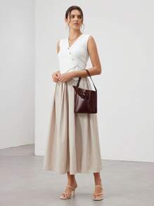 SHECARRY PU 皮革贴花单肩包，红色 - 咖啡 - 查看 6