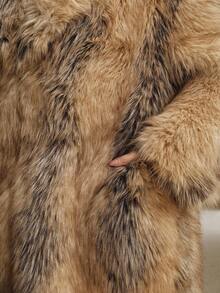 Anewsta Plus Size Contrast Color Pocket Long Sleeve Faux Fur Jacket, New Autumn/Winter Design