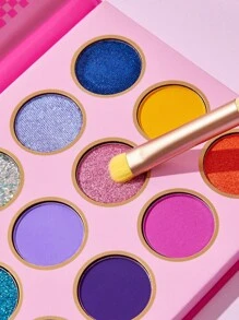 SHEIN X Care Bears 5件套卡通图案化妆刷套装，包含散粉刷+小眼影刷+大眼影刷+扁眉刷+收纳袋，刷毛柔软，吸粉晕染能力强，适合初学者打造精致妆容，加油熊，熊，分享熊，Funshine熊 - 彩色 - 查看 8