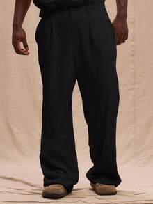 Musero Straight Leg Linen Pleat Trousers Oversized Graphic T-Shirt Spring, Summer, Holiday - Black - View 2