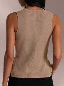 Avantive A Apricot-Colored Knit Top With Metal Buttons Street Wear Teacher For Women Fall Vacation Woman Going Out Tops Women Business Casual Woman Country Concert Old Money Style Women Tube Tops Western Wear Women Sexy Concert For Women Fall Tops Sweater Going Out - Apricot - View 2