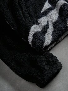 Manfinity EMRG Men's Casual Contrast Color Patchwork Sweatshirt And Sweatpants Set, Autumn/Winter, Men Fleece Sweatsuit Set, Men Fleece Tracksuit, Men 2 Pieces Fleece Set, Men Zebra Print Sweatsuit, Men Joggers Set, 2000s Style - Multicolor - View 6