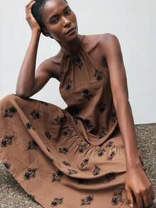 Maija Vestido holgado con estampado y bajo suelto, estilo vacacional, adecuado para el transporte urbano, casual de negocios, uso de oficina, atuendo de maestra, elegante, fiesta de Halloween, Navidad, vacaciones en la playa