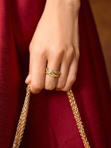 MOTF PREMIUM Anillo abierto trenzado enchapado en oro de 18K - Dorado - Ver 4