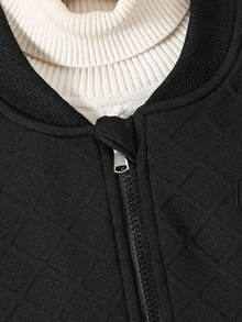 1pc Boys' Autumn/Winter Fashion Casual Baseball Jacket, Simple Design, Suitable For Outdoor Activities - Black - View 3