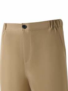 SHEIN 2 piezas Conjunto de caballero para adolescente, chaleco + pantalón largo, traje elegante para fiesta de cumpleaños, baile de graduación, boda - Caqui - Ver 5