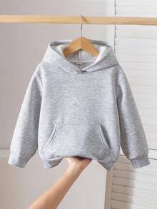 SHEIN Young Girl Casual Thermal Lined Sweatshirt, Versatile For Autumn/Winter Fall - Grey - View 1