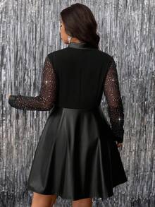 SHEIN Clasi Váy lưới mỏng kéo khóa phía trước thanh lịch quyến rũ cỡ lớn dành cho nữ - màu đen - Xem 3