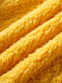 GARFIELD | SHEIN Young Boy Cute 3D Ear Cartoon Embroidery Hooded Long Sleeve Plush Yellow Pajamas Jumpsuit