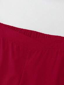SHEIN Clasi Plus Size Women Elastic Waist Casual Straight Leg Wide Leg Pants Fall Cloth For Women - Red - View 3