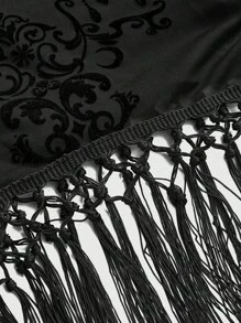 ROMWE Hippie 女式植绒网眼哥特式暗球透明流苏度假连衣裙 - 棕色 - 查看 3